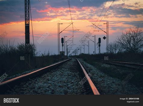 Sunset On Railroad Image & Photo (Free Trial) | Bigstock