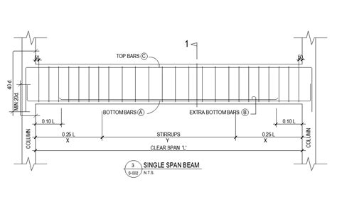 Single span beam detail is given in this Autocad drawing file. Download now. - Cadbull