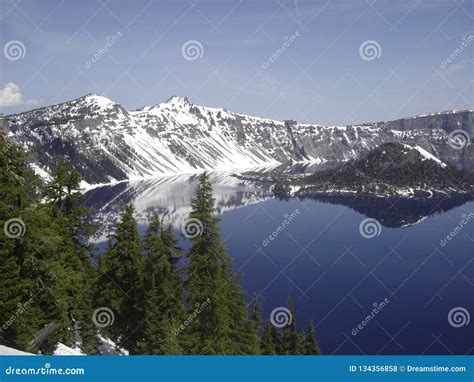 Crater Lake stock photo. Image of snow, lake, vulcano - 134356858