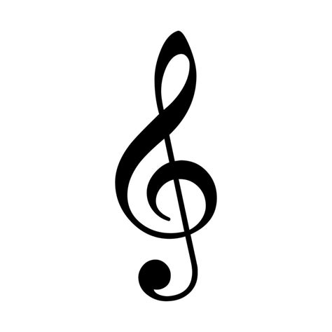 Vector treble or violin clef musical notation symbol - black isolated ...