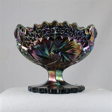 Fenton Amethyst Pinwheel Carnival Glass Large Compote – Carnival Glass