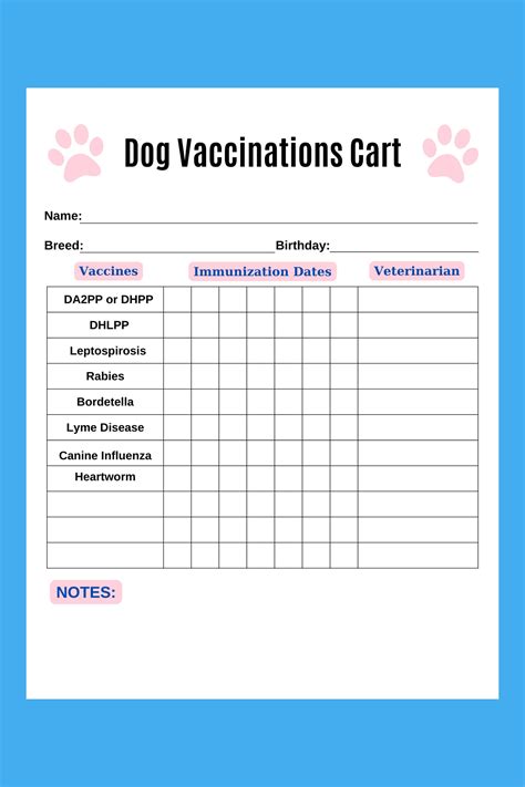 Free Printable Pet Vaccination Record