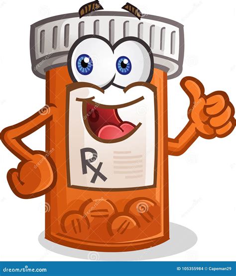 Pill Bottle Smiling Cartoon Character Stock Vector - Illustration of ...