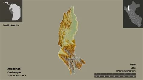 Amazonas location. Peru. Relief map | Stock Video | Pond5