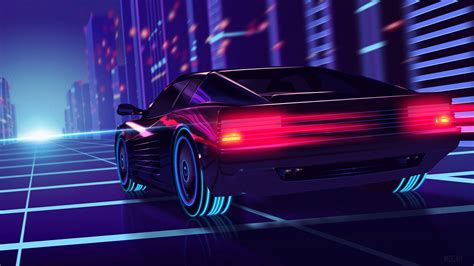 #1397696 Ferrari, Sports Car, Retrowave, Synthwave, Vaporwave, Full HD phone wallpaper - Rare ...