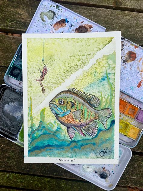 Original Watercolor Painting Sunfish memories - Etsy