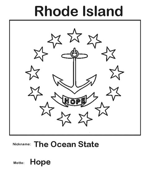 USA-Printables: Rhode Island State Flag - State of Rhode Island Coloring Pages