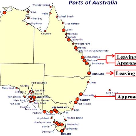 Map of Australian ports, and port locations of Brisbane, Gladstone and... | Download Scientific ...