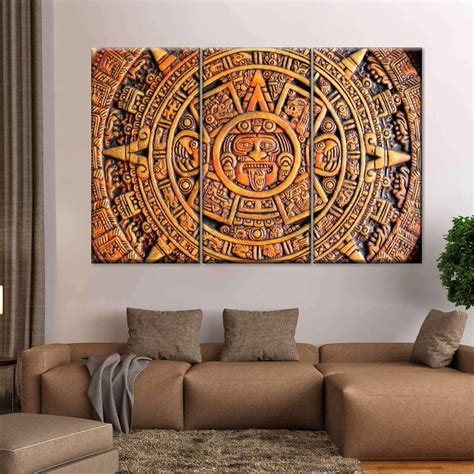 Aztec Calendar Multi Panel Canvas Wall Art in 2020 | Aztec wall art ...