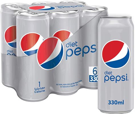 Diet Pepsi, Carbonated Soft Drink, Cans, 330 ml Pack of 6: Buy Online ...