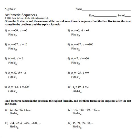 Arithmetic Sequence Example - 8+ Download Free Documents In PDF , Word | Sample Templates