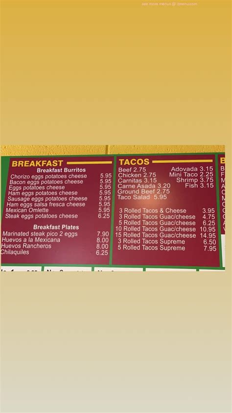 Menu at Alfonsos Mexican Food restaurant, Tonto Basin