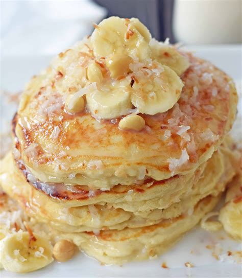 Toasted Coconut Macadamia Pancakes with Coconut Syrup – Modern Honey