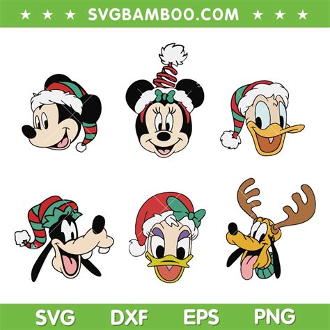 Disney Christmas Characters Face SVG, Christmas