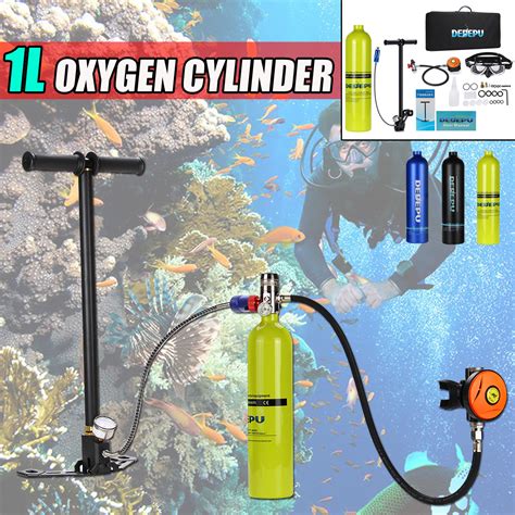 1L Portable Mini Oxygen Cylinder Air Oxygen Tank Breath Diving Kit Underwater Diving Equipment ...