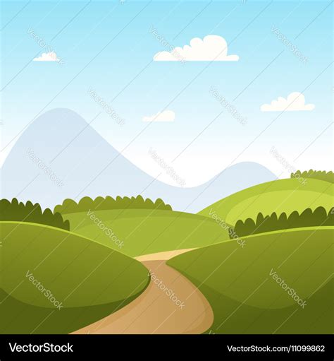 Countryside Cartoon Landscape Royalty Free Vector Image