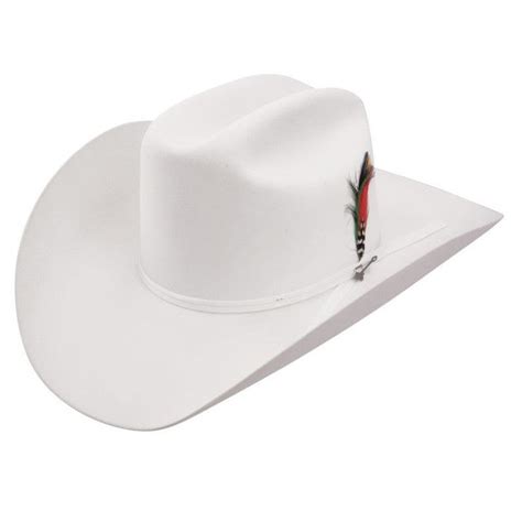 6x Stetson Rancher Hat White With Feather Stetson Felt Hat Made In The USA – yeehawcowboy