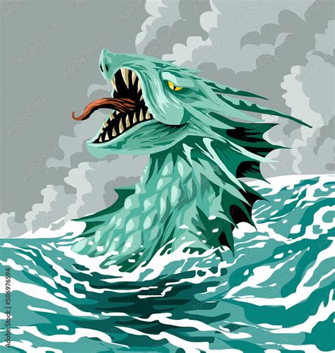 giant sea leviathan monster in the ocean Stock Vector | Adobe Stock