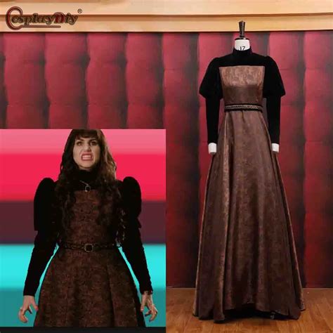 Movie What We Do In The Shadows Nadja Cosplay Costume Stretch Gold Velvet Women Dress Suit Long ...