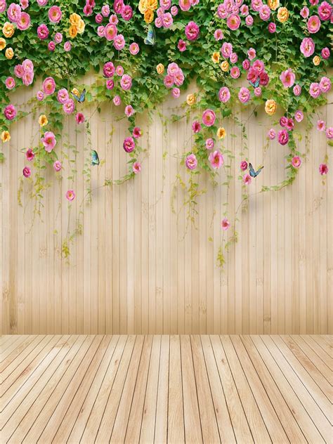 Pale Yellow Flowers Butterfly Wood Wall Photography Backdrops | Etsy | Fundo fotografico ...