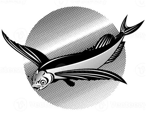 flying fish retro style 18127792 PNG