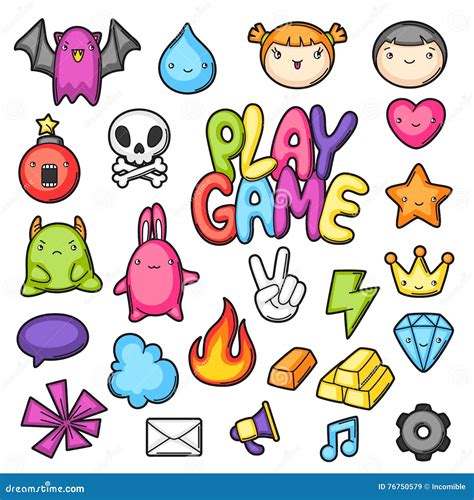 Game Kawaii Collection. Cute Gaming Design Elements, Objects and ...