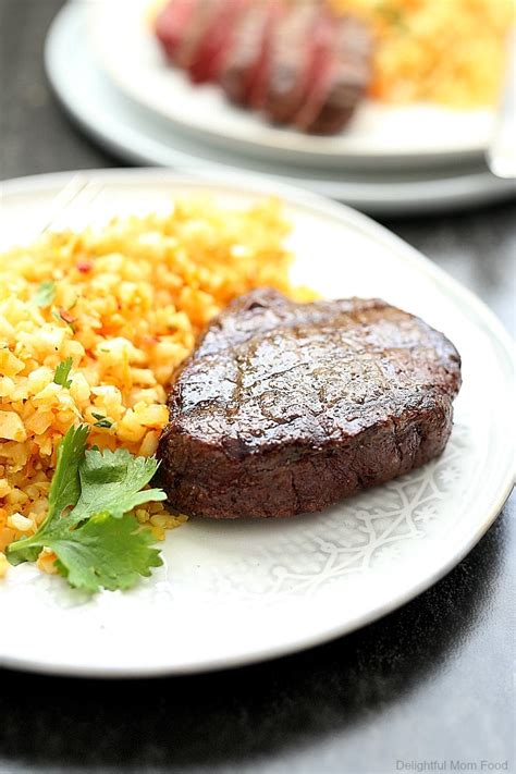 Top Sirloin Steak On The Grill With Zesty Cauliflower Rice