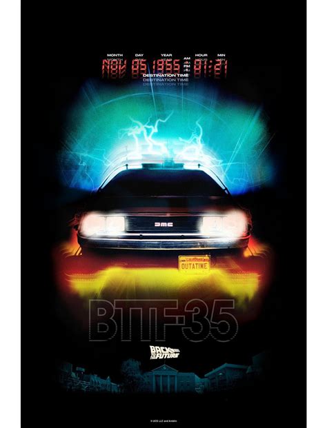 Back To The Future Delorean Clocktower Poster - WHITE | BoxLunch