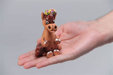 BUY Handmade collectible miniature ceramic animal figurine of horse painted 1111804992 ...