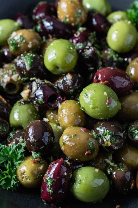 "Best Marinated Olives" - pitted green olives, pitted black olives ...