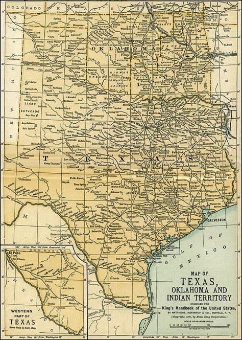 Texas Oklahoma Indian Territory Antique Map 1891 Photograph by Phil Cardamone