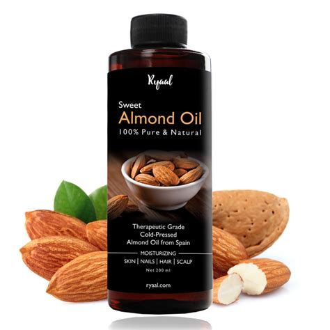 Ryaal Sweet Almond Oil - 100% Organic & Cold Pressed Oil - For Hair