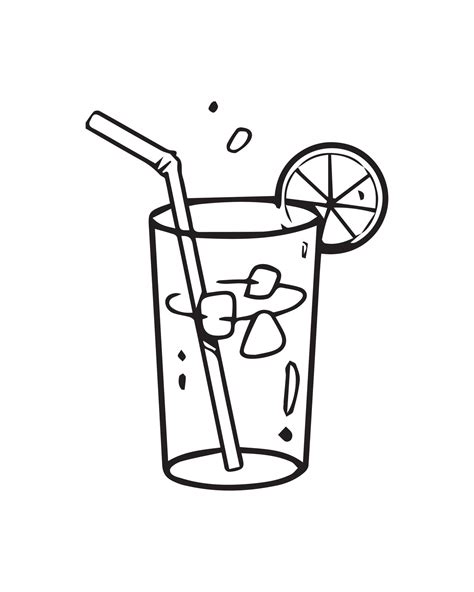 a hand drawn illustration of a sweet beverage, a glass of cold drink. food and beverage ...