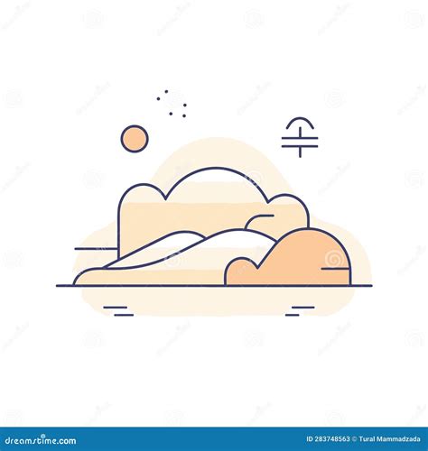 Vector of Mountains and Clouds in a Simple Line Drawing Style Stock Vector - Illustration of ...