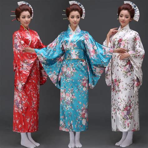 New Arrive Women Japanese Kimono Traditional Costume Female Yukata With Bowknot Lady Robe ...