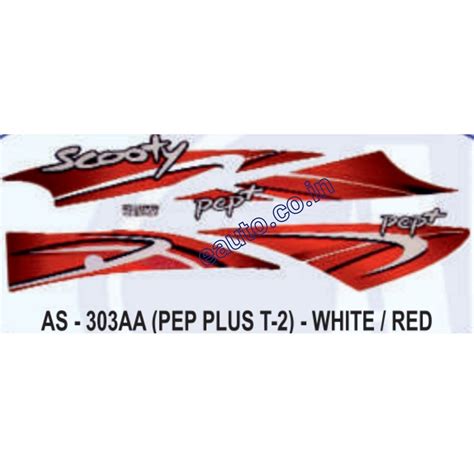 Graphics Sticker Set for TVS Scooty Pep Plus | Type 2 | White | Red St