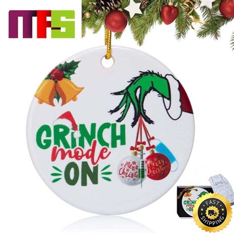 Grinch Mode On Christmas Vaccinated Funny Xmas Tree Ornaments 2023 ...