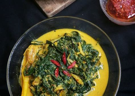 Resep Sayur daun singkong / daun singkong kuah santan, kuah kuning oleh ...