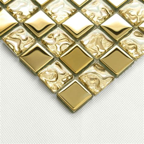 Crystal Glass Mosaic Tile Sheets Gold Bathroom Wall Stickers Kitchen ...