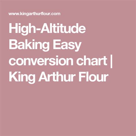 High-Altitude Baking Easy conversion chart | King Arthur Flour | High ...