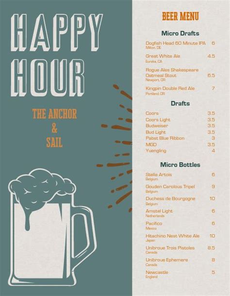 Happy Hour Beer Menu Design Template by MustHaveMenus