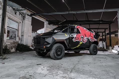 Red Bull Reveals "Armored" Event Vehicle with Stealthy Look, Land Rover Defender Chassis ...