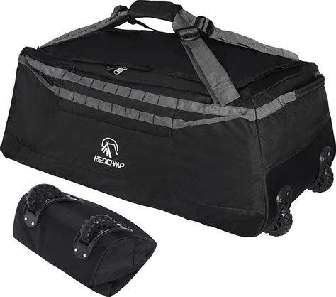 REDCAMP 140L Folding Duffel with Wheels, Backpack Straps, Extra Large Oxford for Camping, Black ...