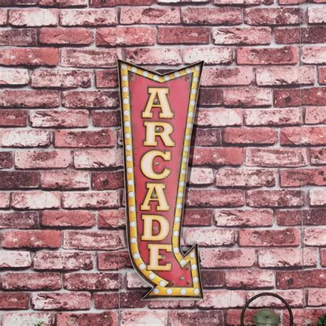 VINTAGE ARCADE ARROW Sign Metal Wall-mounted Decor Game Room Bar Sign $28.00 - PicClick