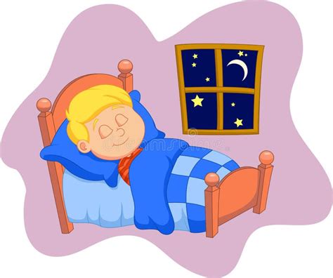 The Boy Cartoon Was Asleep in Bed Stock Vector - Illustration of human ...