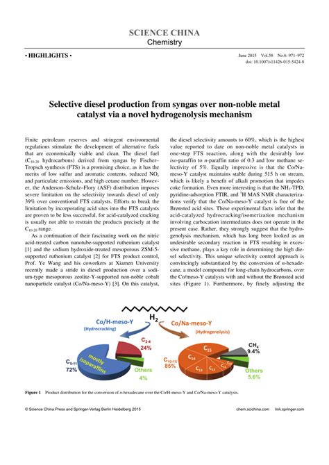 (PDF) Selective diesel production from syngas over non-noble metal ...