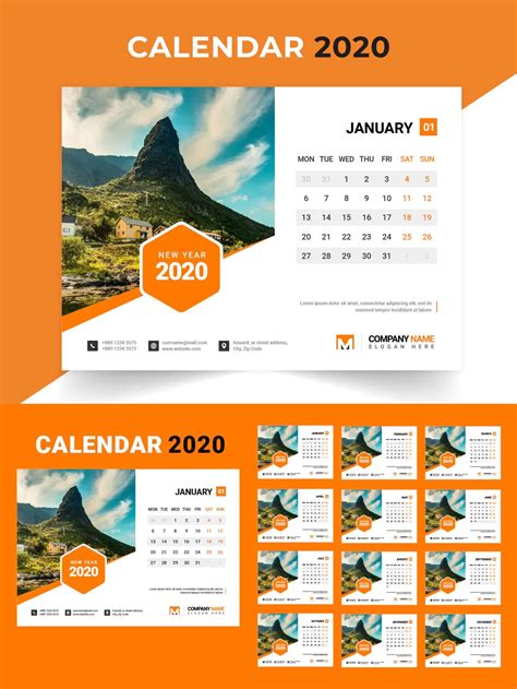 2020 Desk Calendar Template | Desk calendar design, Calendar design ...