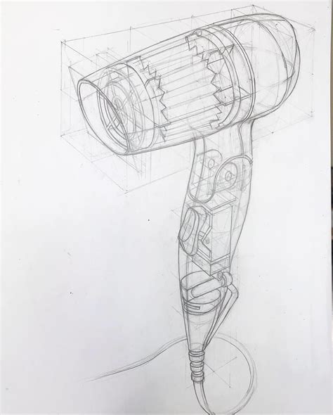 Technical sketch of a hairdryer : drawing | Design sketch, Technical ...