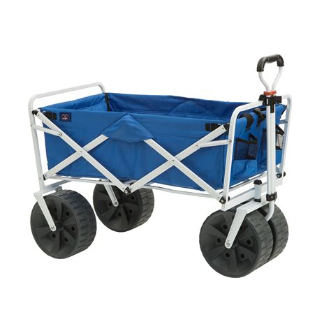 Buy MacSports Heavy Duty Collapsible Folding All Terrain Utility Beach Wagon Cart, Blue/White ...