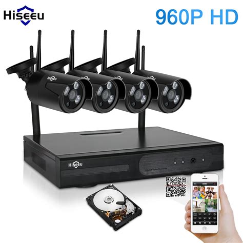 Hiseeu Wireless NVR 960P HD Outdoor Home Security Camera System 4CH ...